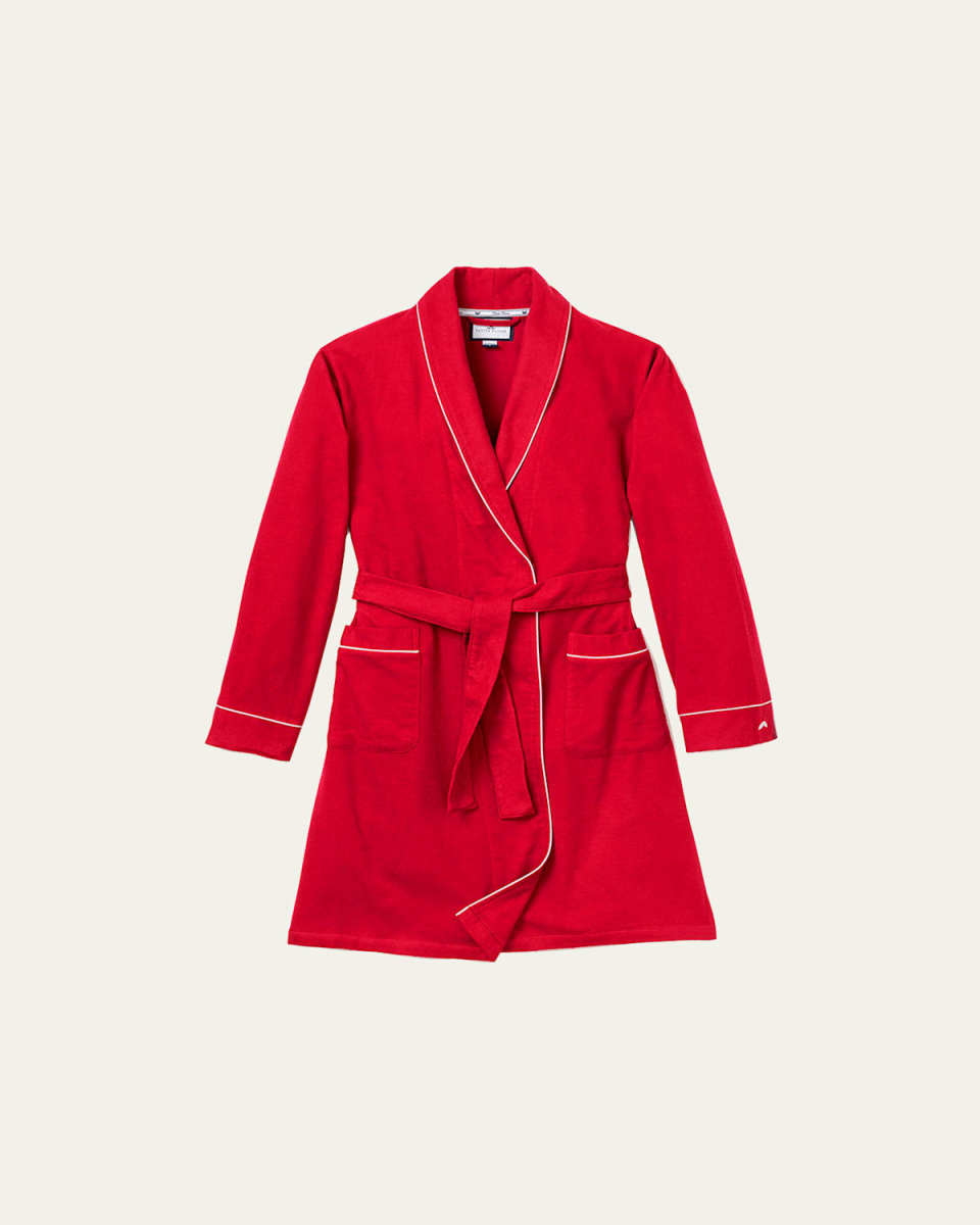 Flannel Contrast-Piping Robe, Size 2-14