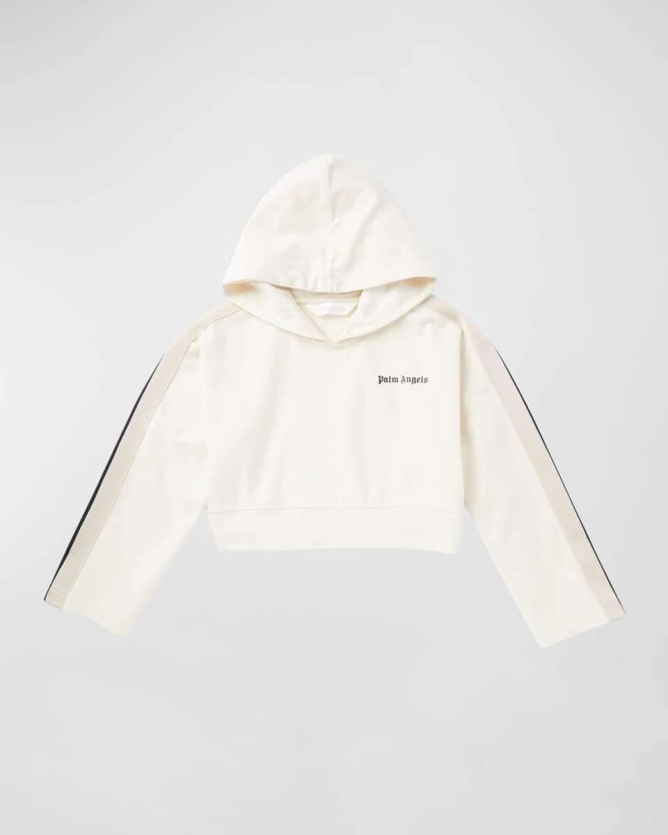 Girl's Logo-Print Cropped Track Inspired Hoodie, Size 4-
