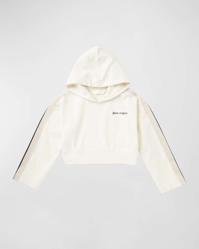 Girl's Logo-Print Cropped Track Inspired Hoodie, Size 4-