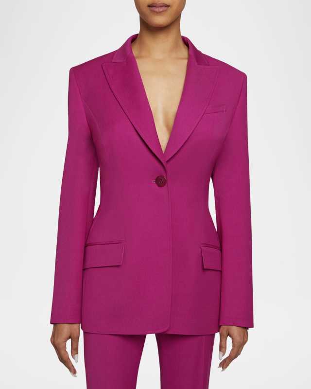 Nelli Single-Button Stretch Wool Blazer