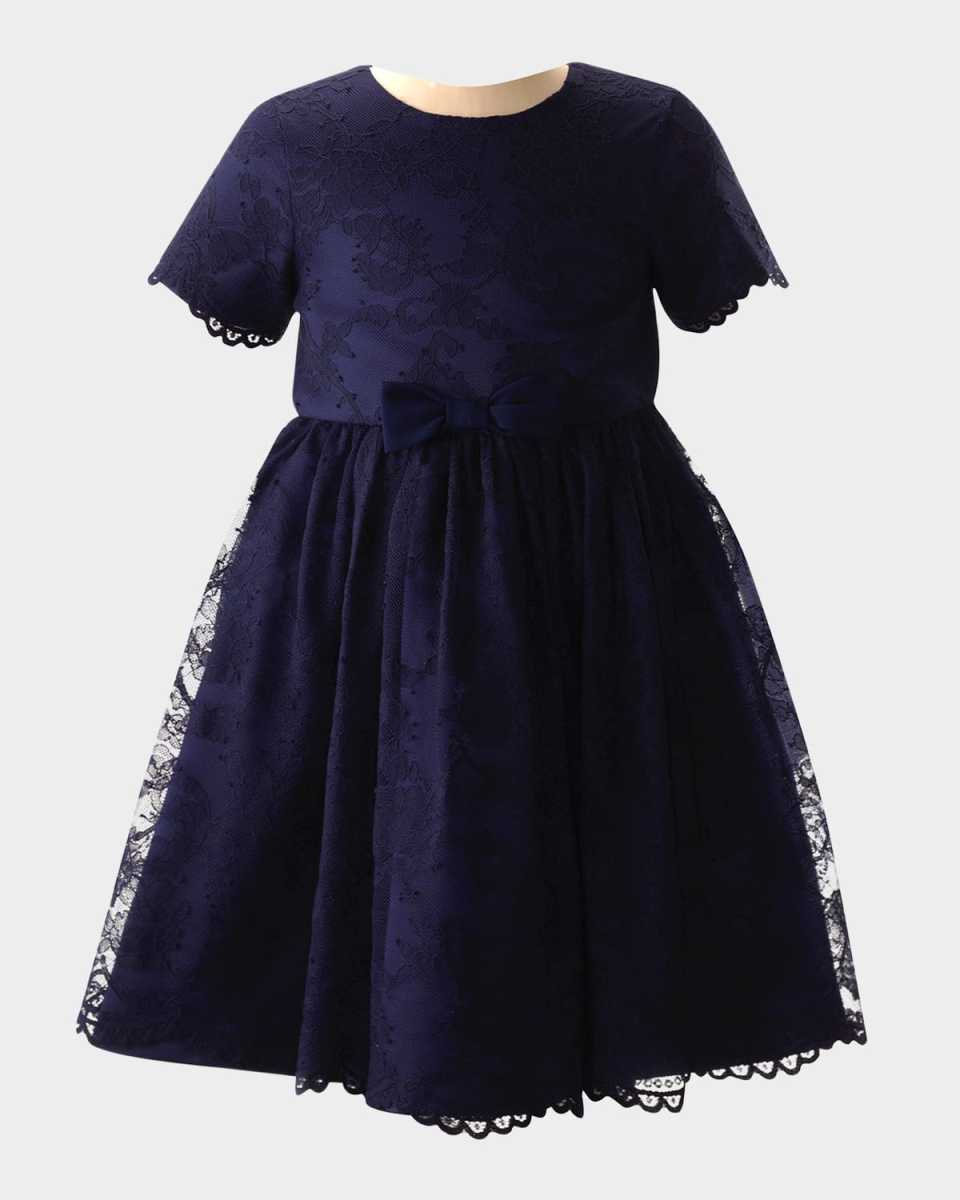 Girl's Lace Scalloped Party Dress, Size 2-14