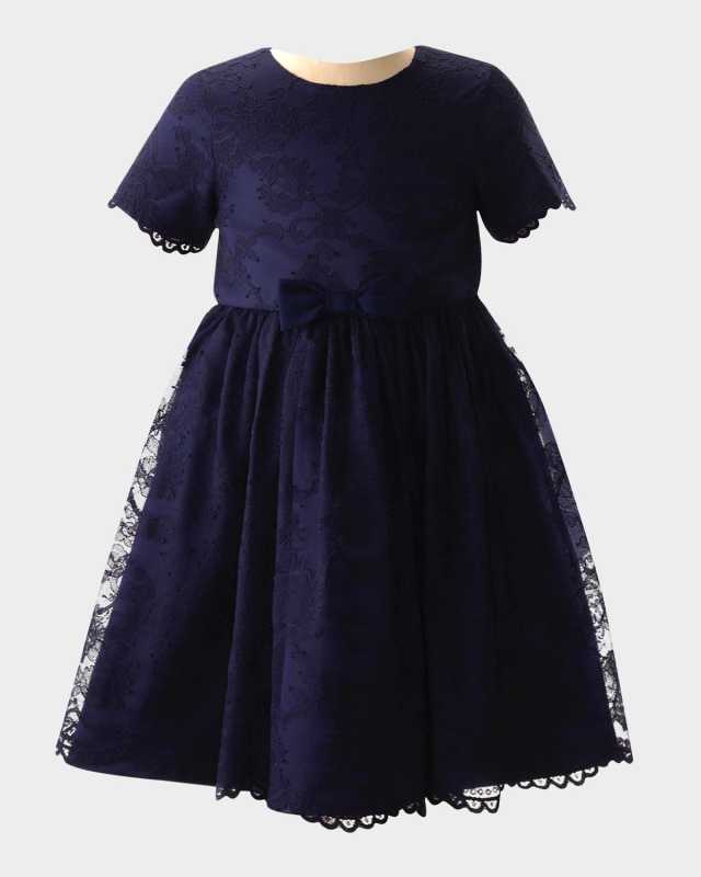 Girl's Lace Scalloped Party Dress, Size 2-14