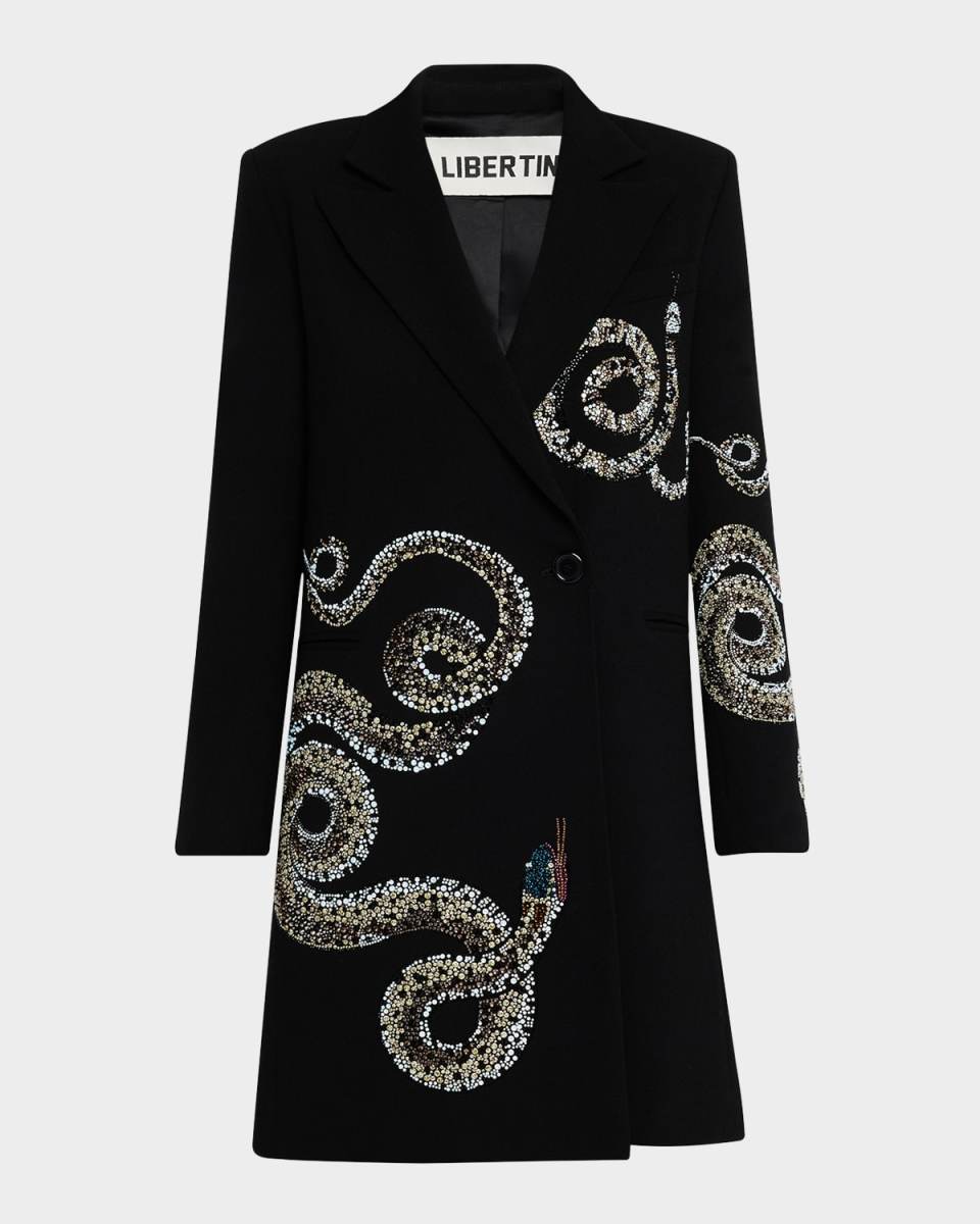 Reptillian Double-Breasted Long Coat