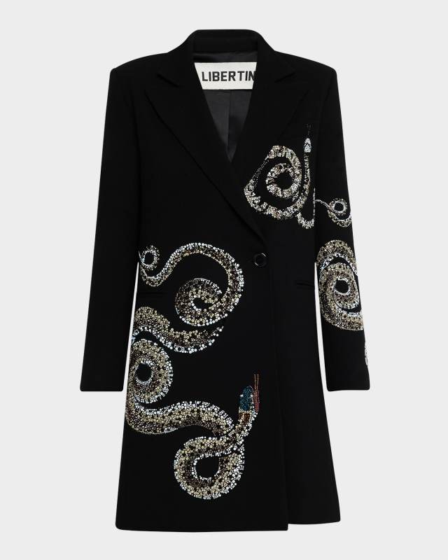 Reptillian Double-Breasted Long Coat