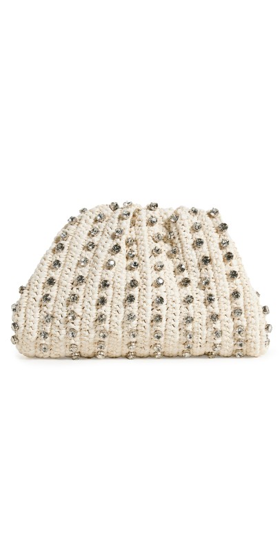 Loeffler Randall Bailey Pleated Clutch White/Clear