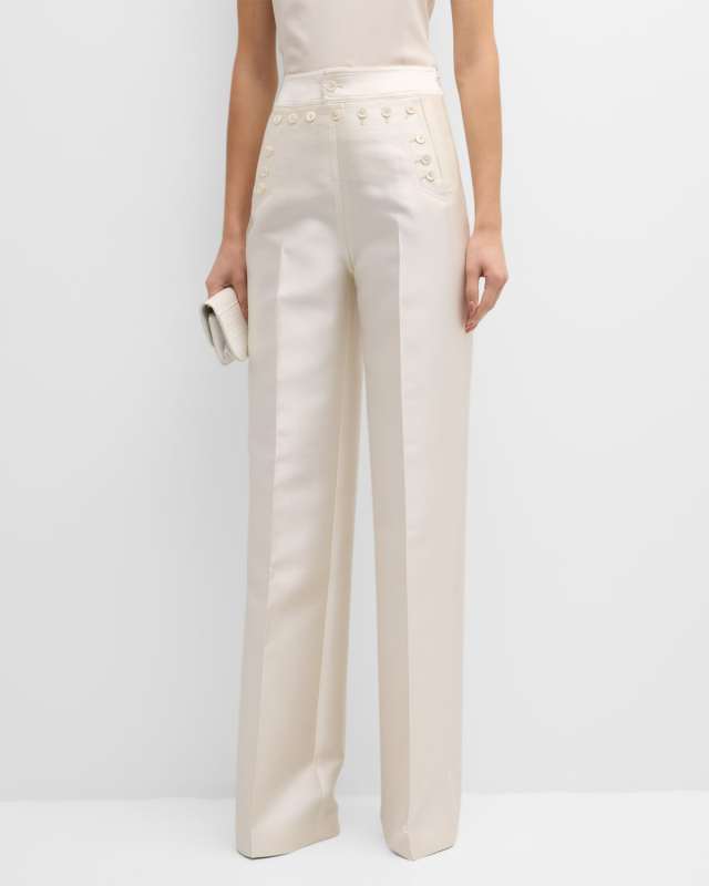 High-Waisted Pleated Sailor Trousers