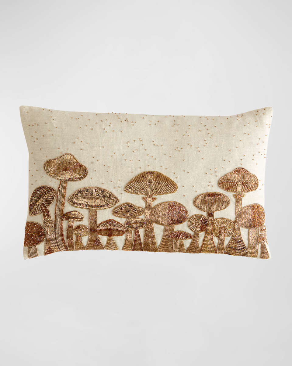 Botanist Mushrooms Beaded Pillow, 12" x 20"