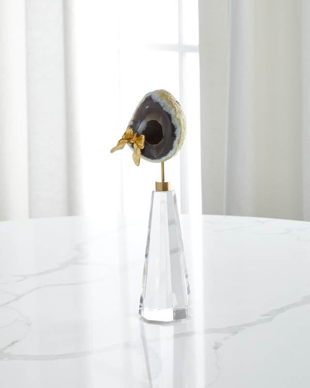 Brass Flower and Blue Geode Sculpture II