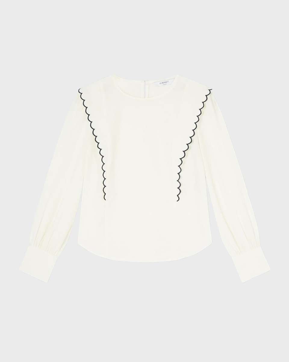 Isabella Embroidered Cotton-Silk Blouse