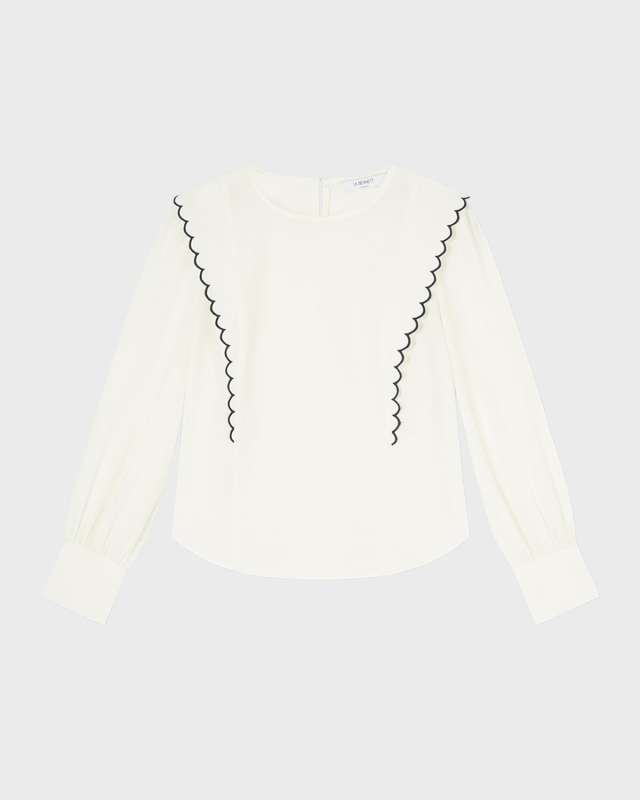 Isabella Embroidered Cotton-Silk Blouse
