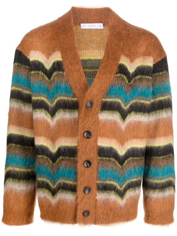striped knit cardigan