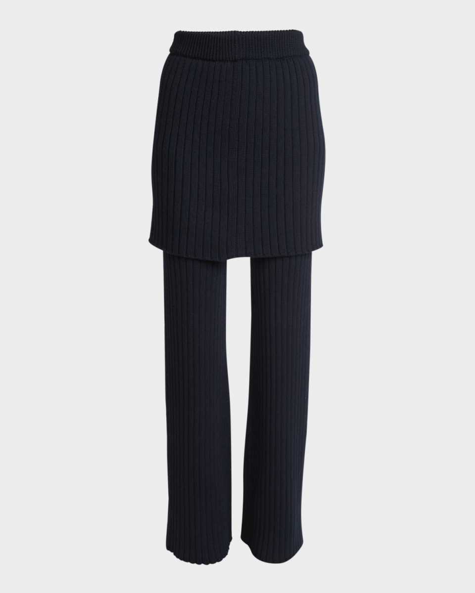Folded Skirt Knit Trousers