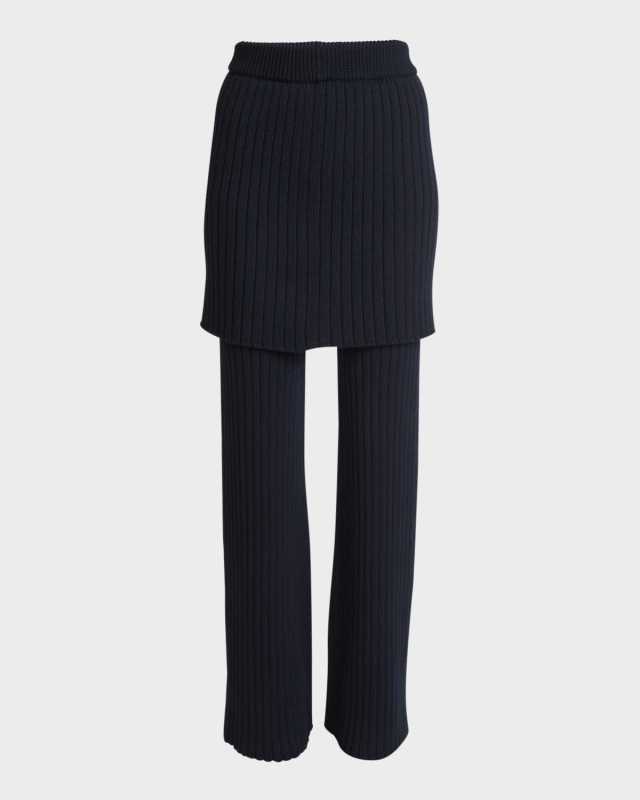 Folded Skirt Knit Trousers