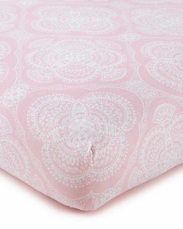 Willow Medallion Fitted Crib Sheet, Pink