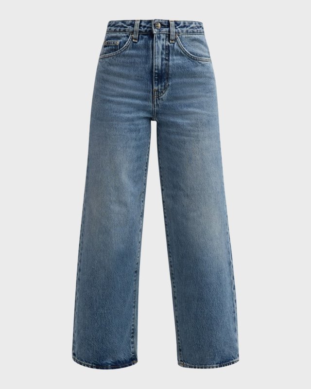 Mid-Rise Wide-Leg Ankle Jeans