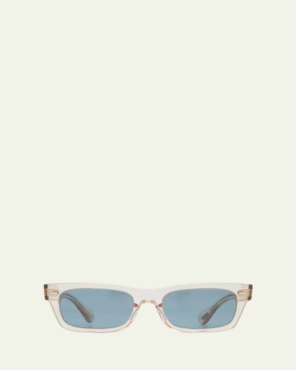 Semi-Transparent Acetate & Crystal Rectangle Sunglasses