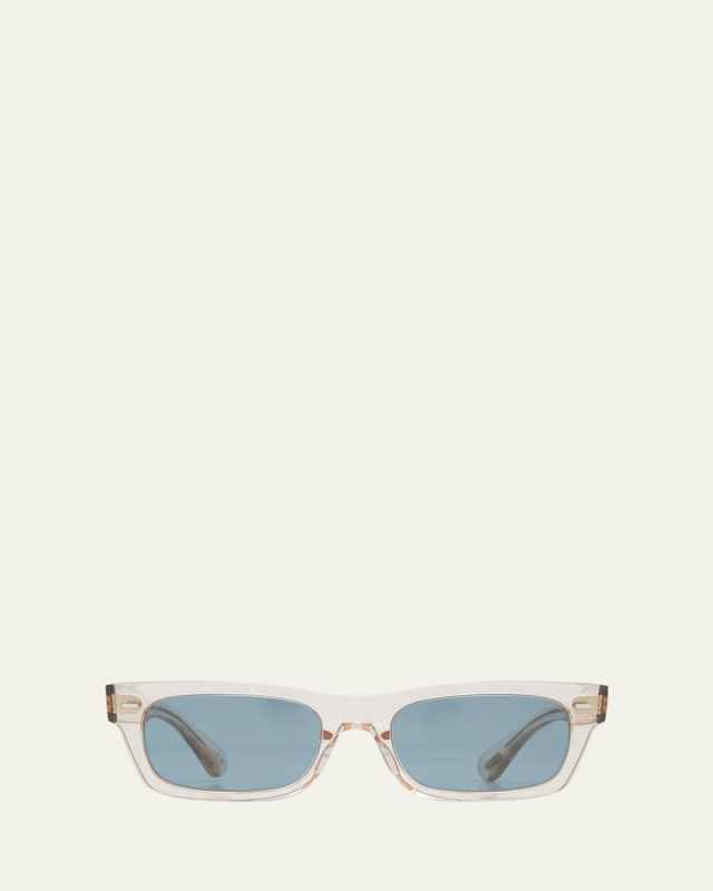 Semi-Transparent Acetate & Crystal Rectangle Sunglasses