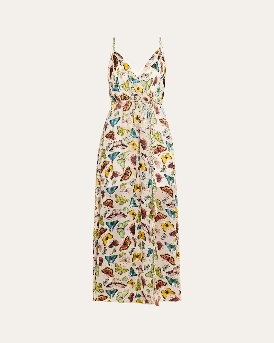 Boundless Butterfly Renita Ruffle Hem Wrap Dress