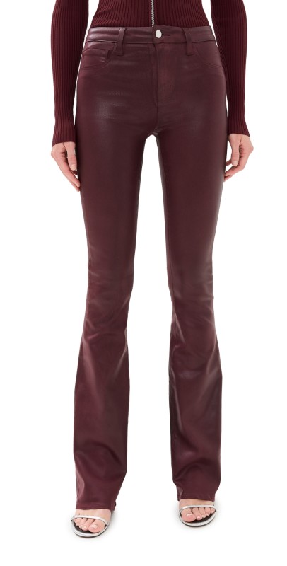 L'AGENCE Marty Flare Jeans Dark Wine Coated