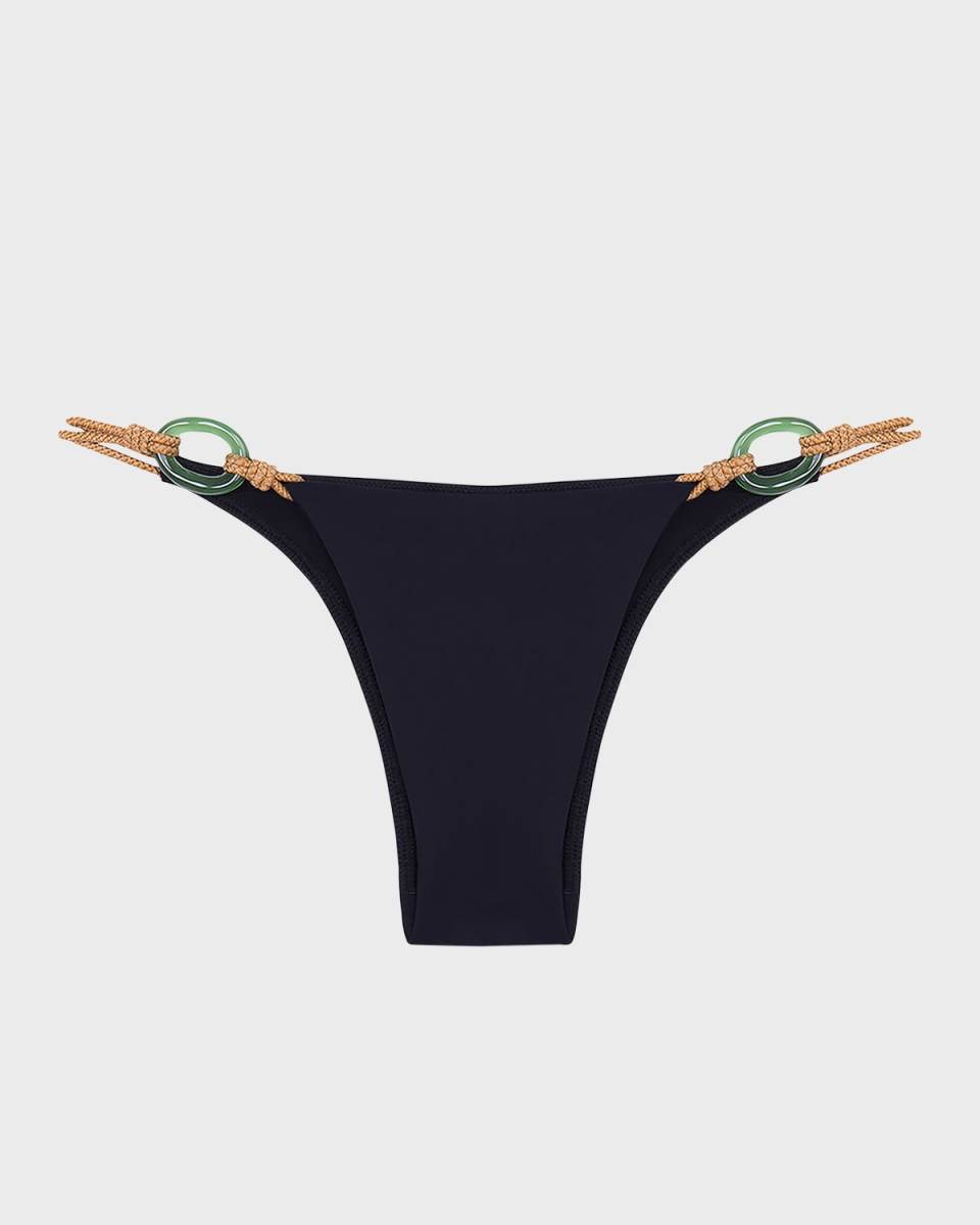 Solid Tuane Detail Brazilian Bikini Bottoms