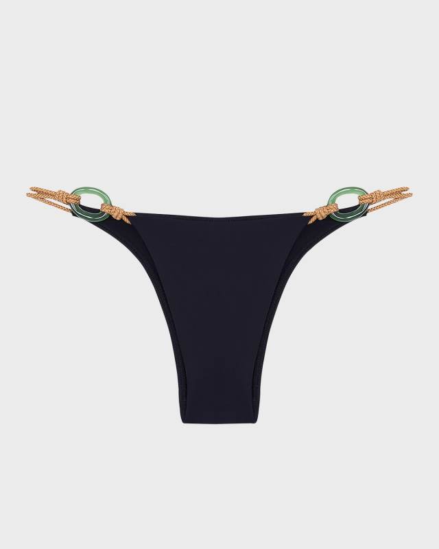 Solid Tuane Detail Brazilian Bikini Bottoms