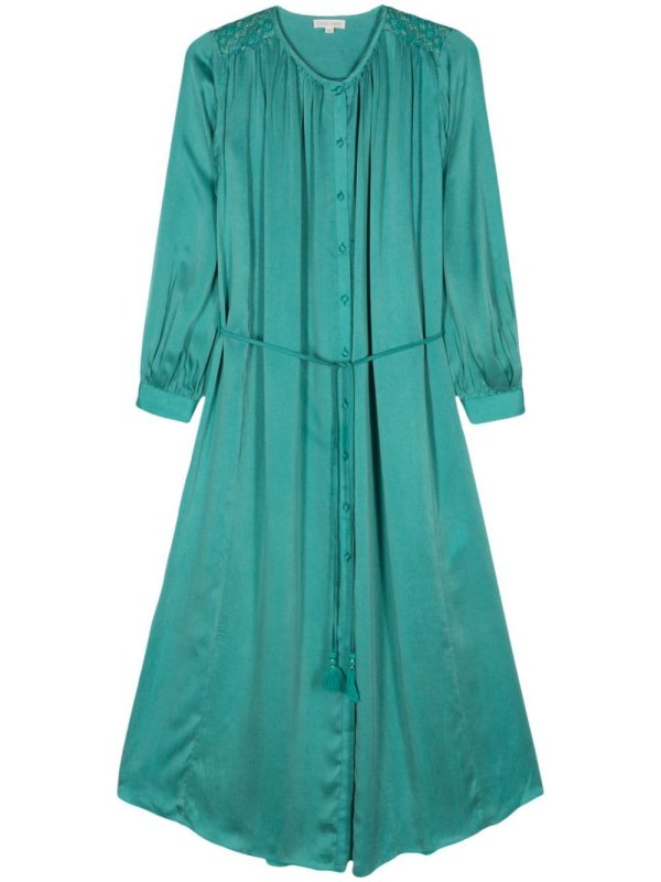 metallic-threading shirt dress