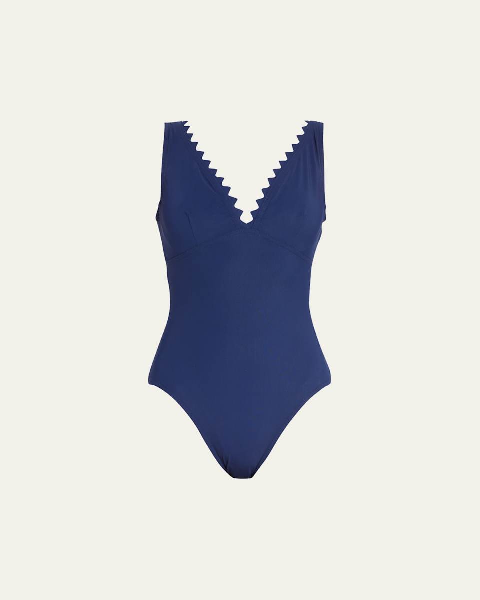 Ines Scallop V-Neck One-Piece Swimsuit