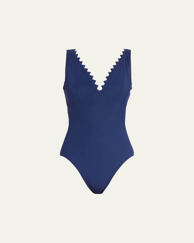 Ines Scallop V-Neck One-Piece Swimsuit