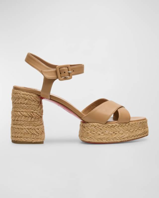 Calakala Leather Crisscross Red Sole Espadrille Sandals