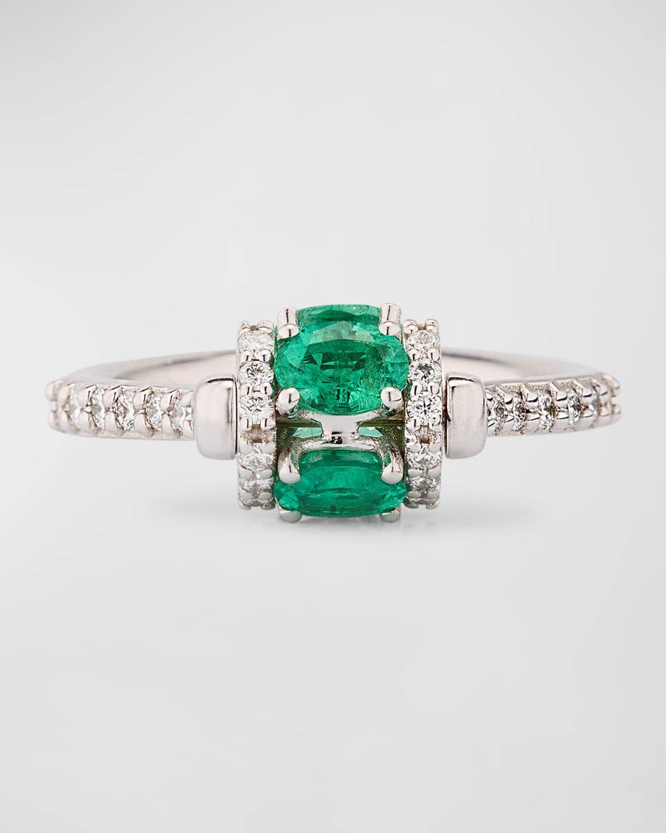 Procida Ring in 18K White Gold with Emeralds and Diamonds