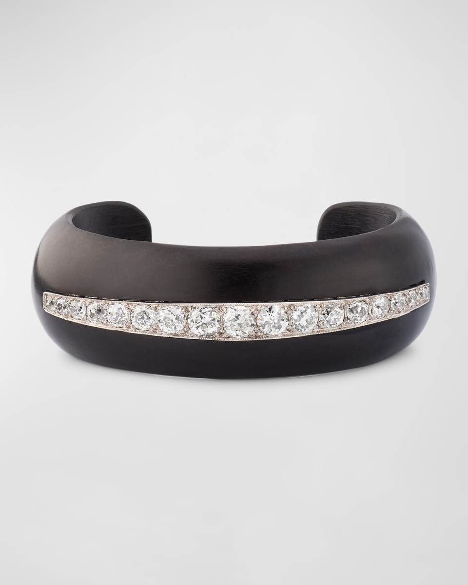 Estate Art Deco Ebony Wood and Diamond Cuff
