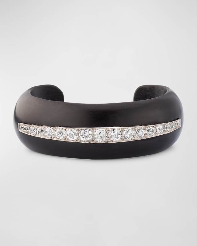 Estate Art Deco Ebony Wood and Diamond Cuff