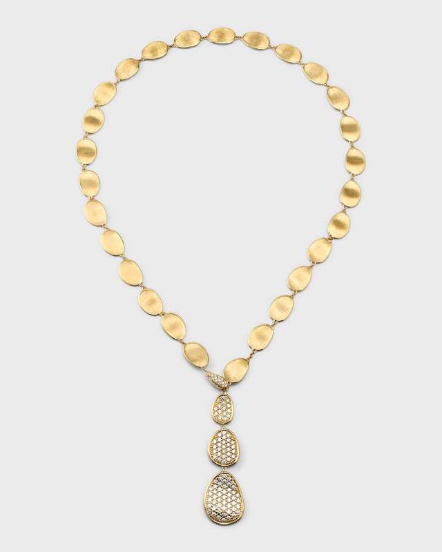 18K Yellow Gold Lunaria Alta Lariat Necklace with Diamonds