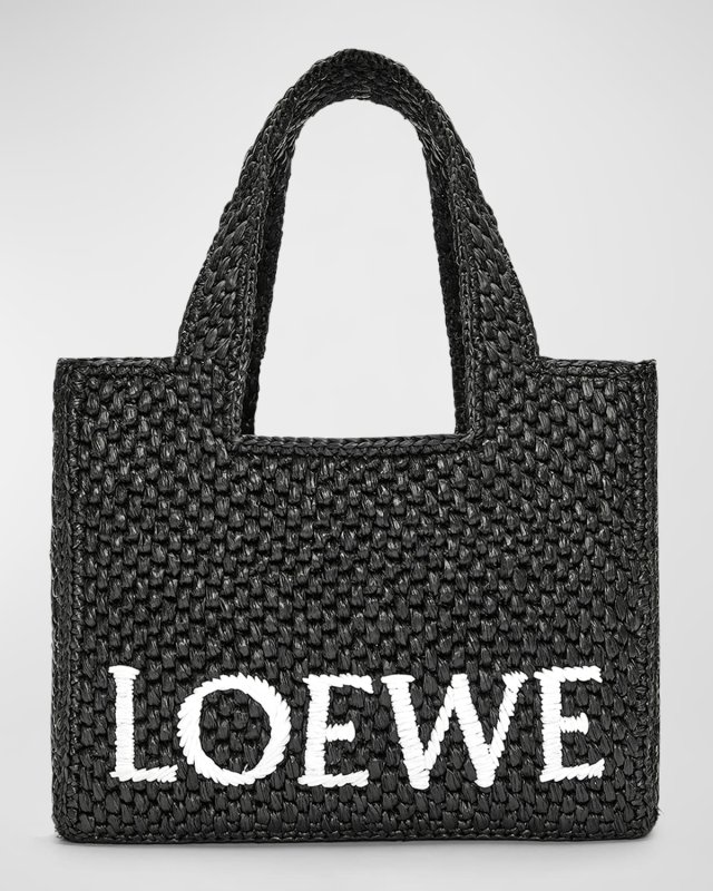 x Paula's Ibiza Font Logo Small Tote Bag in Raffia
