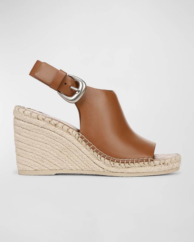 Gabriela Leather Wedge Slingback Espadrilles