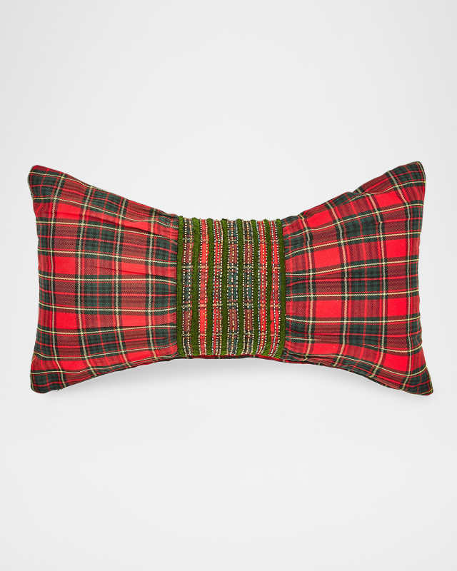 Tartan Red Bow Throw Pillow