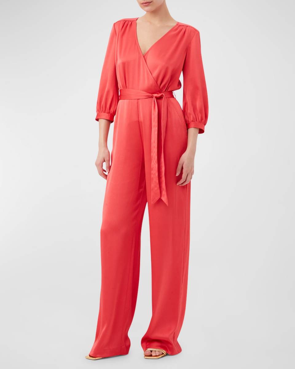 Mineral Belted Blouson-Sleeve Jumpsuit