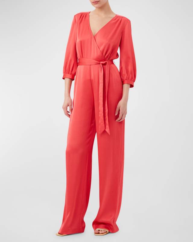 Mineral Belted Blouson-Sleeve Jumpsuit