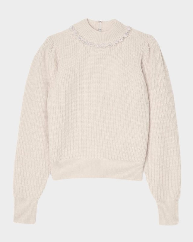 Lisa Beaded Wool-Cashmere Sweater
