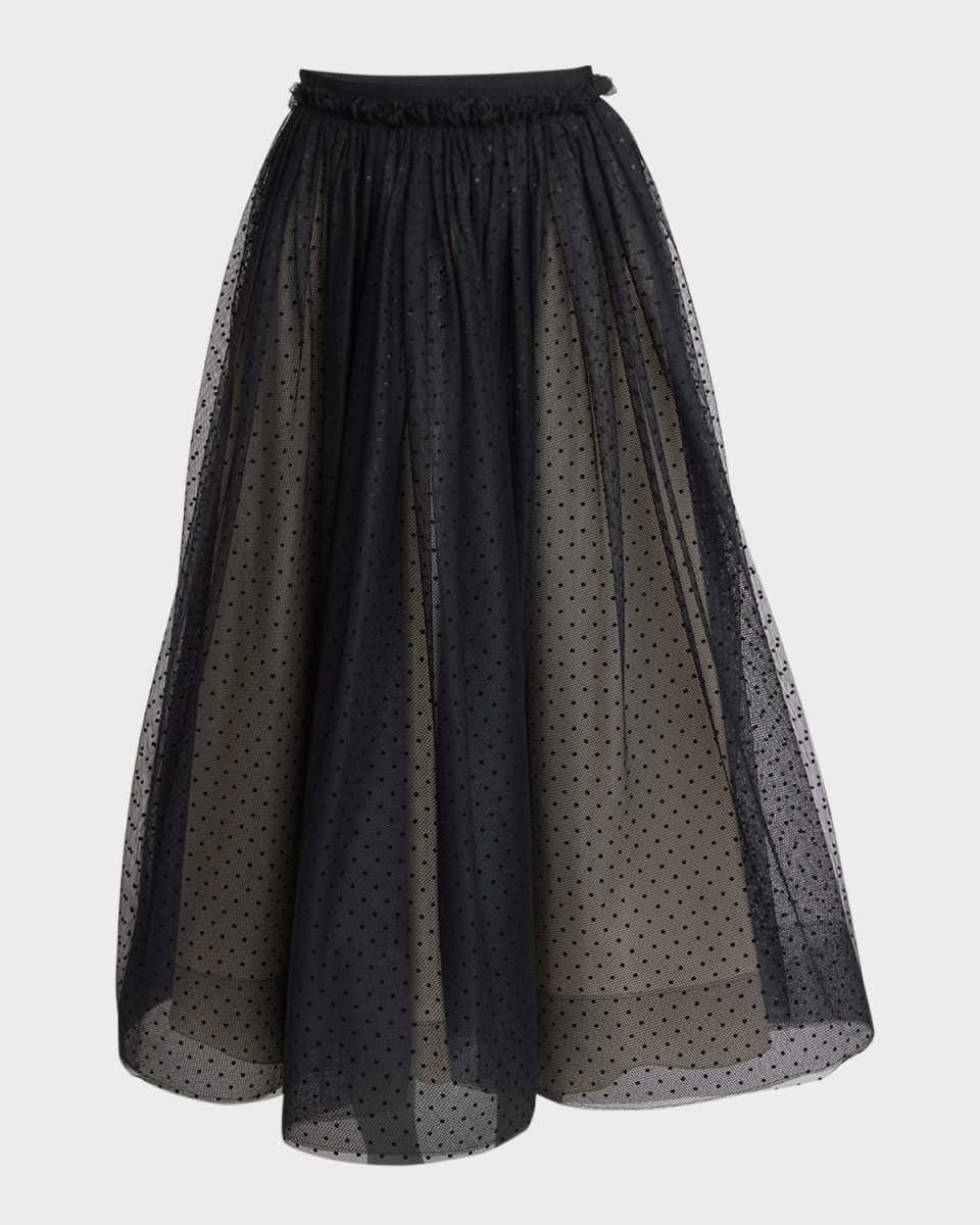 Swiss Dot Tulle Full Midi Skirt
