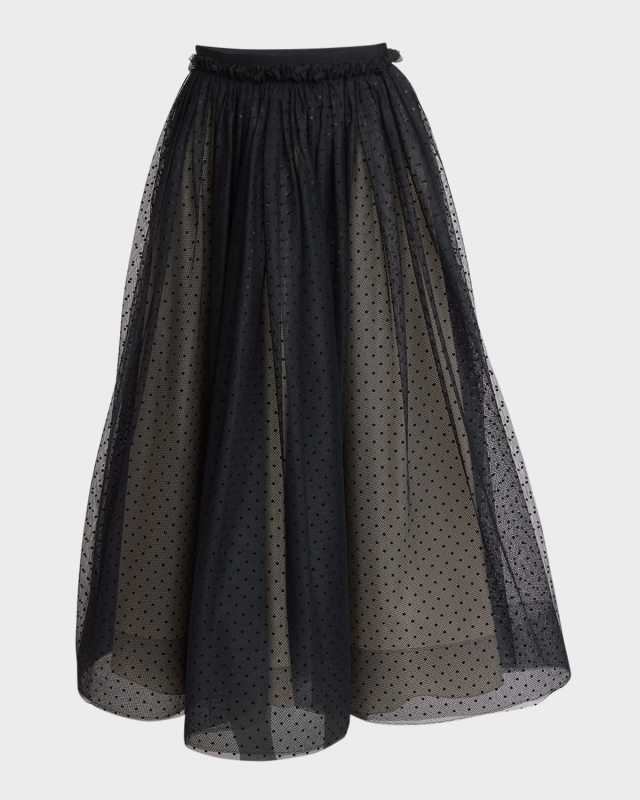 Swiss Dot Tulle Full Midi Skirt