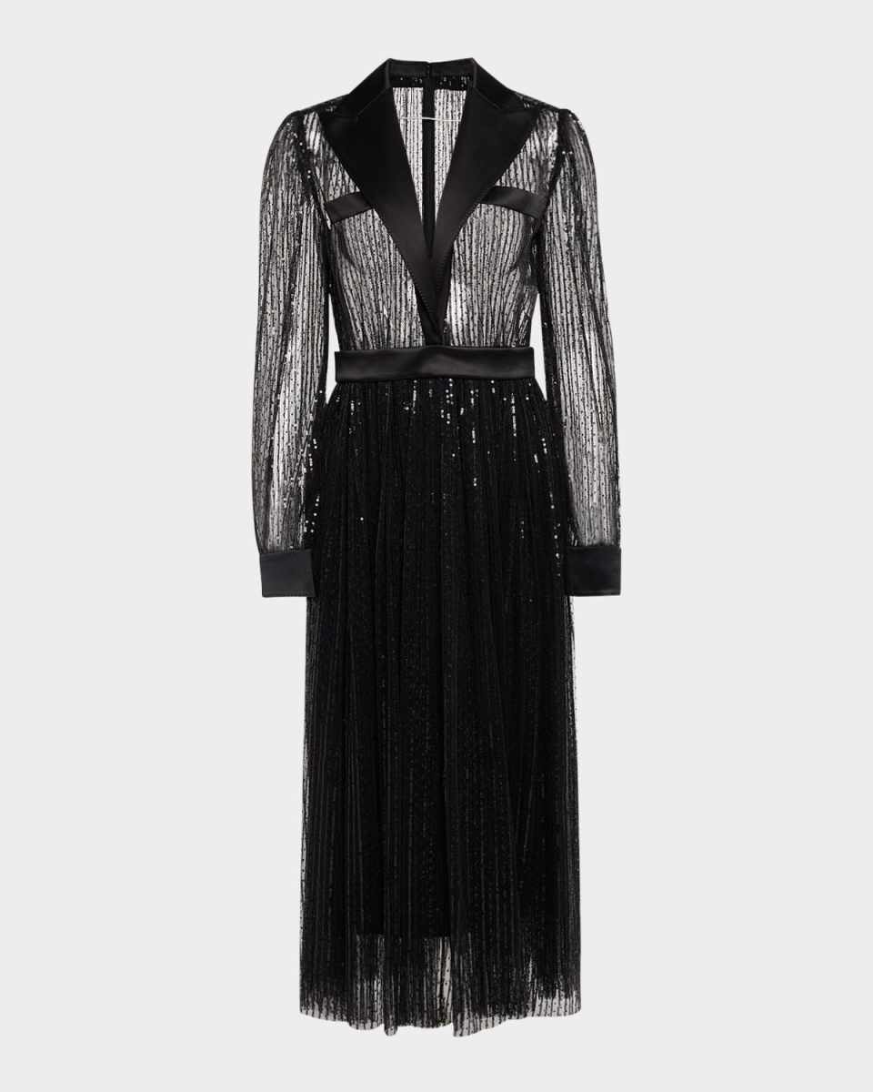 Sheer Sequined Midi Dress