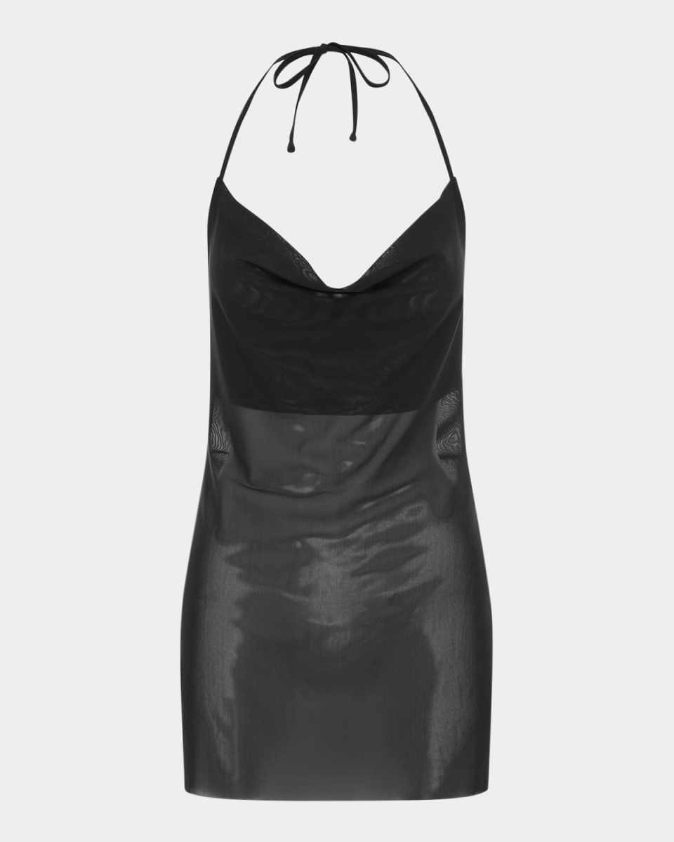 Naomi Gathered Mesh Mini Dress