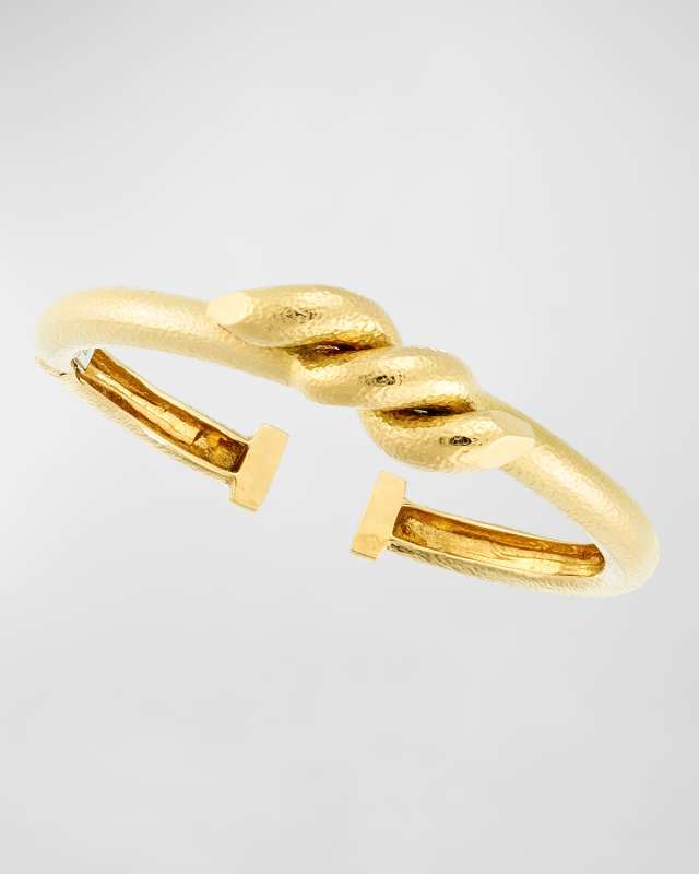 18k Twisted Nail Cuff Hammered Bracelet