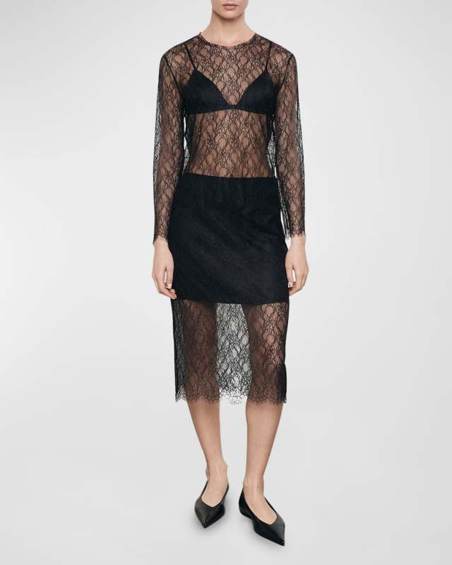 Sheer Lace Slip Skirt
