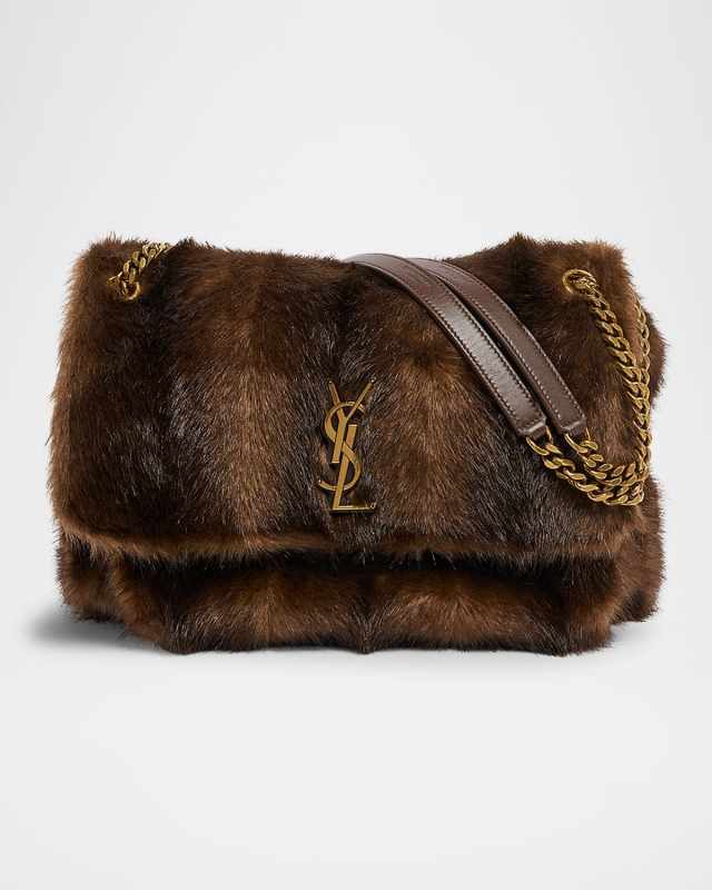 Niki Large YSL Shoulder Bag in Faux Fur