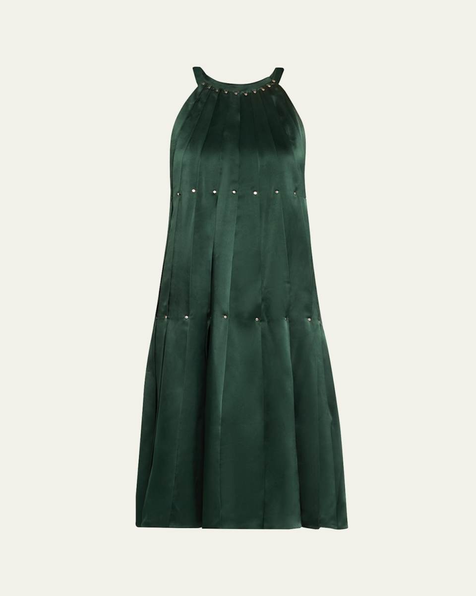 Pleated Silk Halter Dress