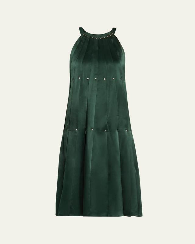 Pleated Silk Halter Dress