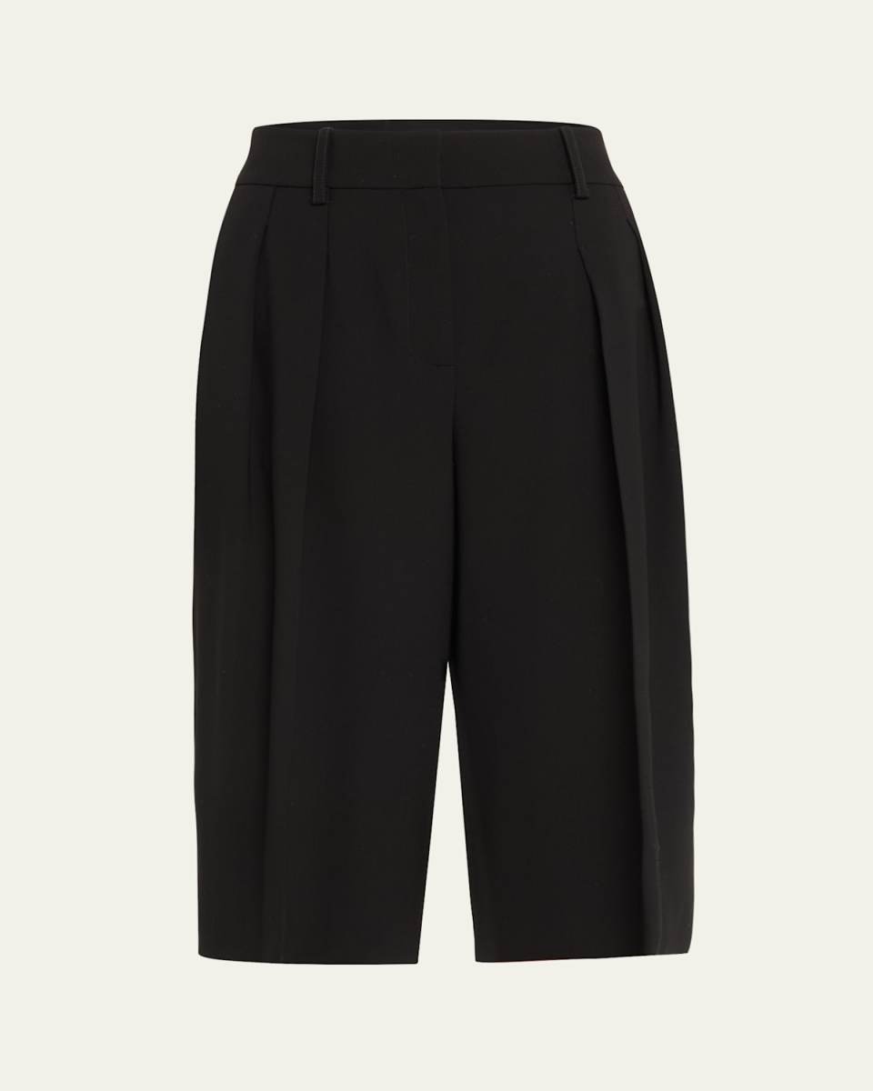 Pintuck Wool Tailored Shorts