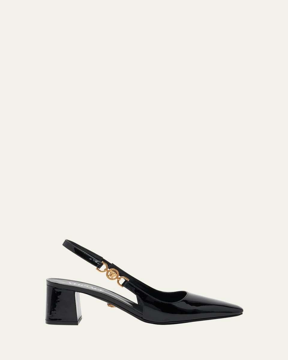 Medusa Patent Slingback Pumps